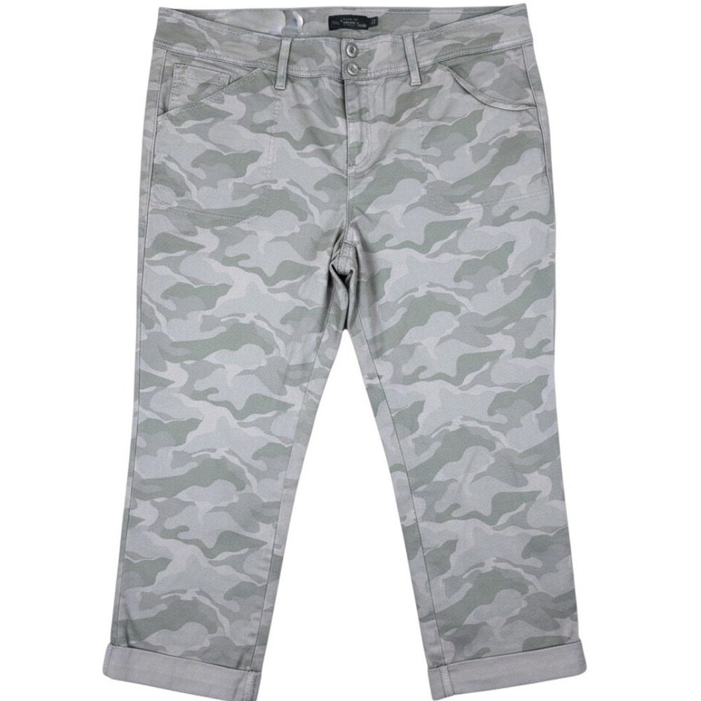 NWT Torrid Aviator Crop Twill Camo Pants Grey Green Plus Size 22 Army